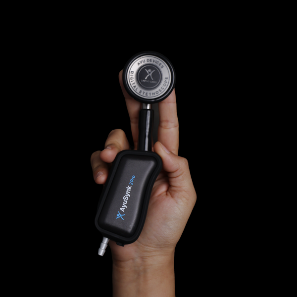 Stethoscope AyuSynk 2 Pro enabling real-time auscultation from anywhere with advanced wireless technology